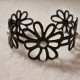 Scrunchie Svart Blomster m/perle