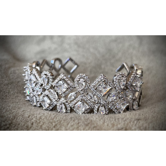 Scrunchie Silver bøyle m/crystal stone