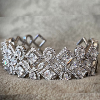 Scrunchie Silver bøyle m/crystal stone