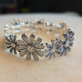 Scrunchie Blomster blå m/sølv